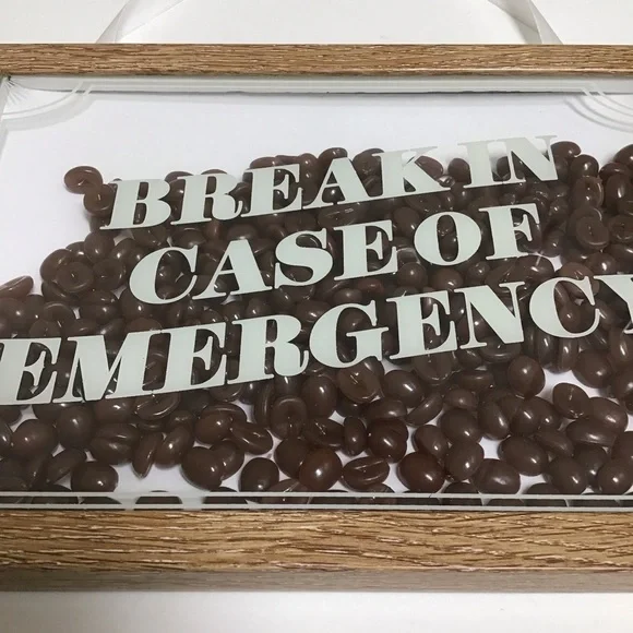 Coffee Shop Picture Bean Filled Wall Art Box Break In Case of Emergency Cafe 3D - Picture 3 of 15